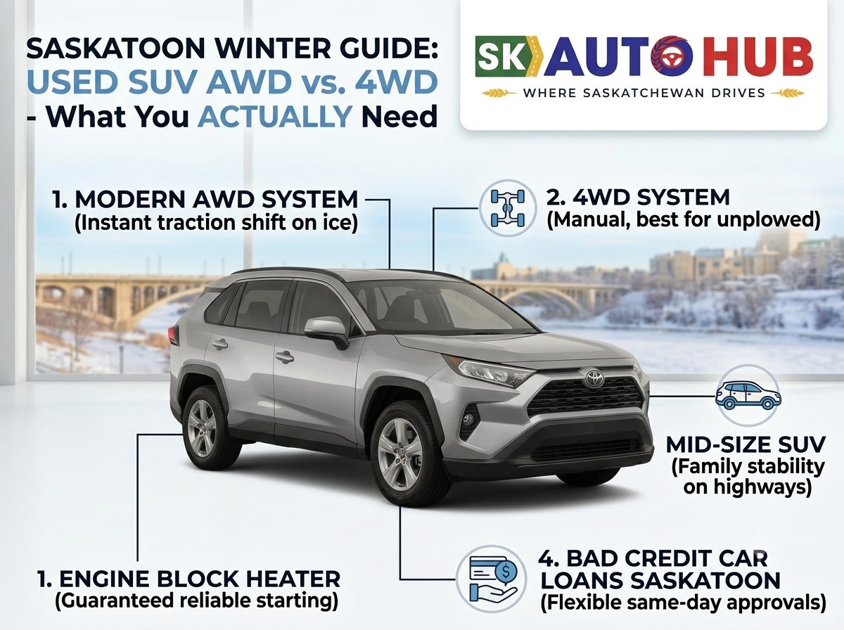 Buying a Used SUV in Saskatoon: AWD vs. 4WD and What You Actually Need